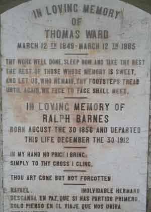 Lápida a Thomas Ward y Ralph Barnes